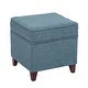 Kwadratowy puf z miejscem do przechowywania, 17‑calowy podnóżek – niebieski, lniany (Blue-Linen)