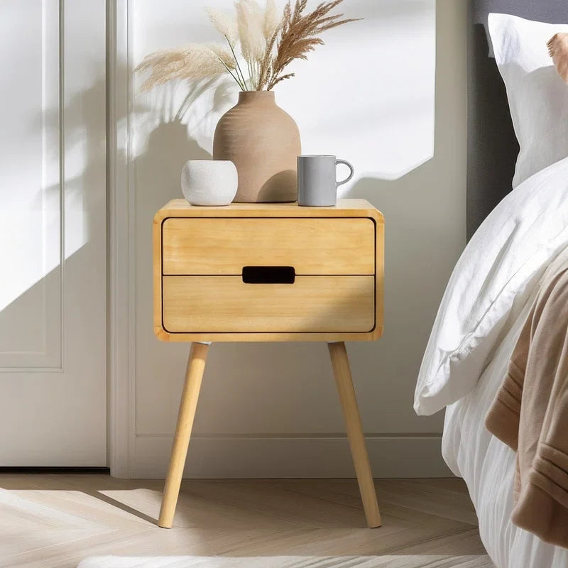 Nocne szafki z litego drewna w stylu mid-century do sypialni